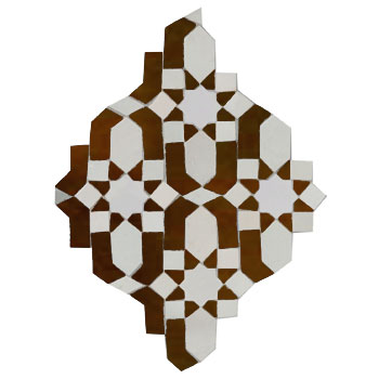 Mosaic House Moroccan tile Dazzle 1-19 White Brown  zellige, mosaic, zellij, field, pattern, glaze, intricate, classic, traditional, complex 